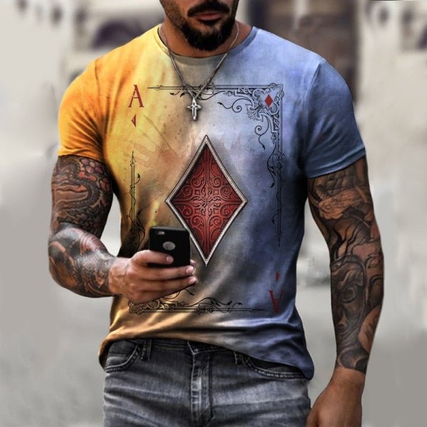 Men's Playing Cards Graphic Prints Short Sleeve Casual Tops tacday