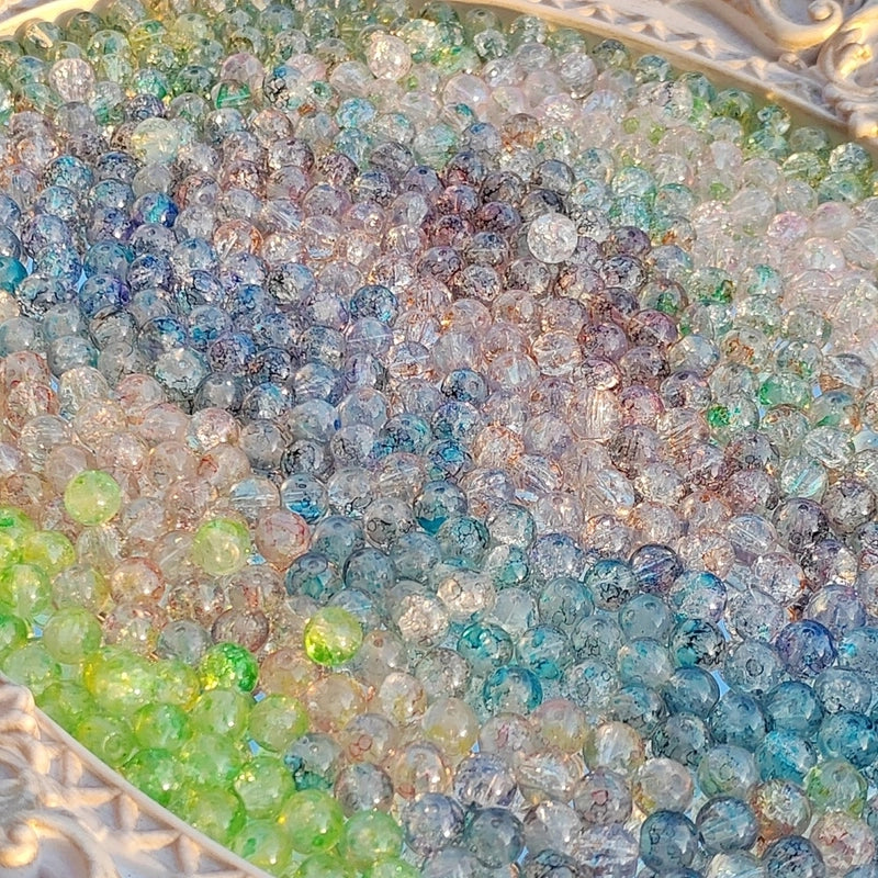 New 8/10mm Water Dyed Protein Jade Broken New Chinese Style Gold Sprinkling Glass Bead DIY Bracelet Ornament Straight Hole Beads Loose Beads