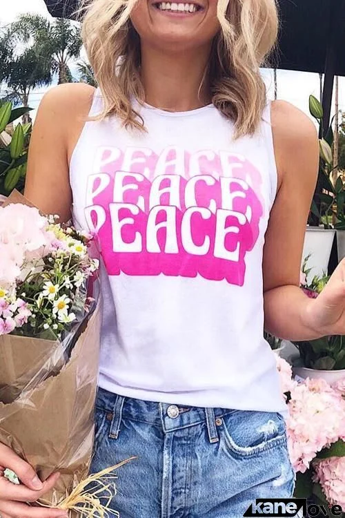 Peace O Neck Tank Top