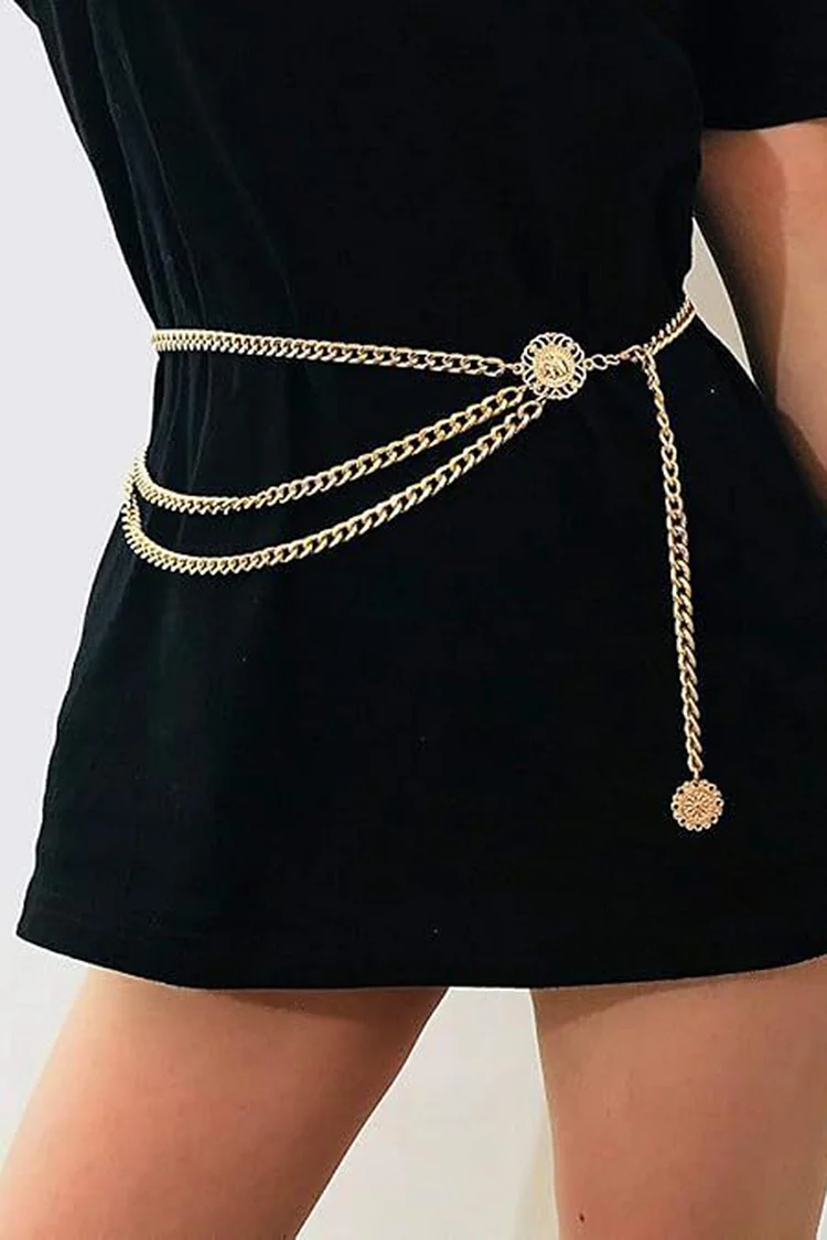 Retro Multi-Layer Metal Link Body Chain Waist Chain Belt 2024 - Xpluswear