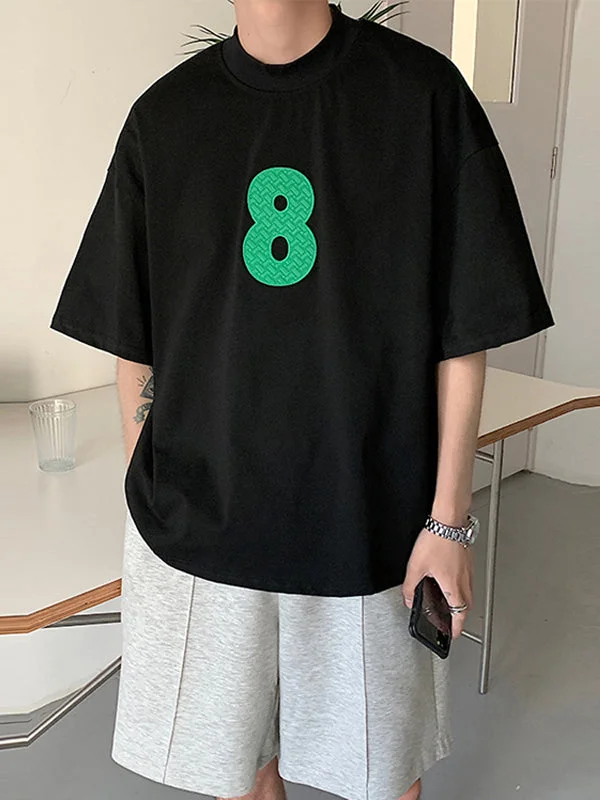 Aonga - Mens Number Print Short Sleeve Loose T-shirt
