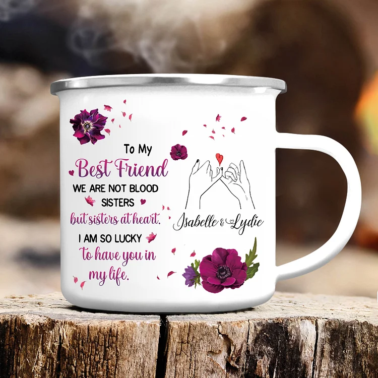 To My Best Friend Photo Mugs Customized 2 Names Enamel Cup Violets Mug - I Am So Lucky To Have You In My Life
