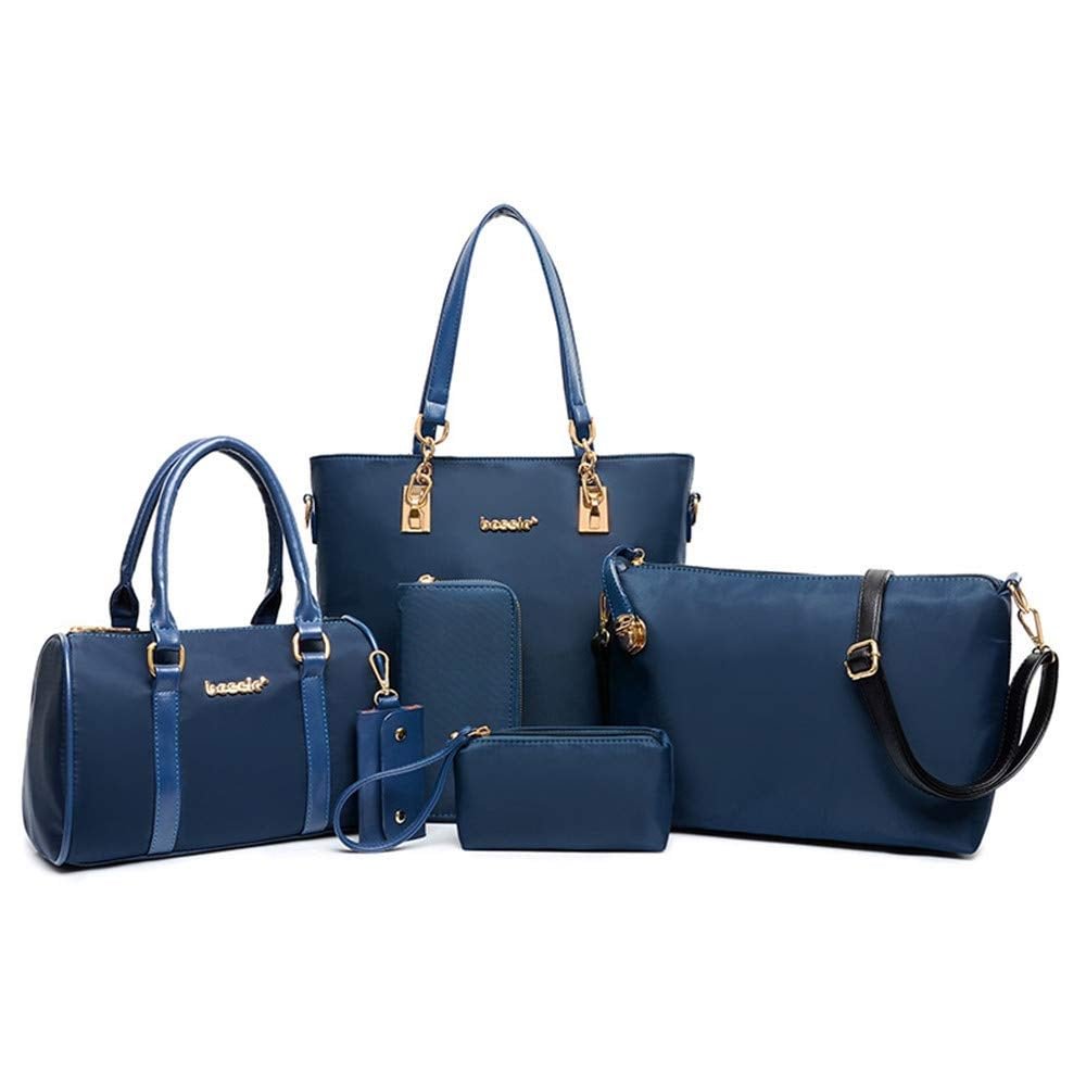 6 PCS Women Shoulder Bag Top-Handle Handbag Tote Purse Wallet Key Case Set