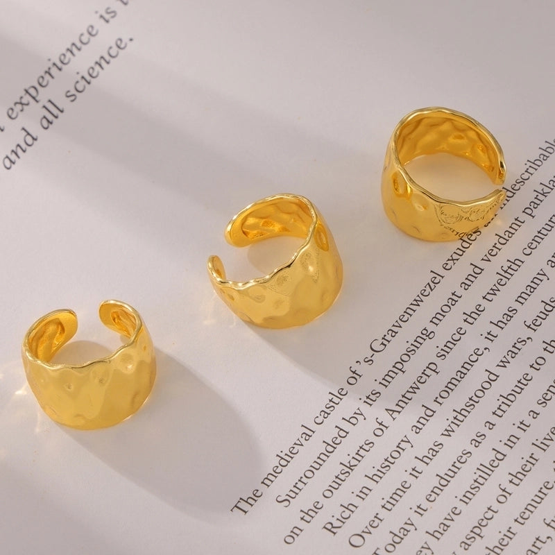 Copper 18K Gold Plated Elegant Minimalist Plating Round Open Rings