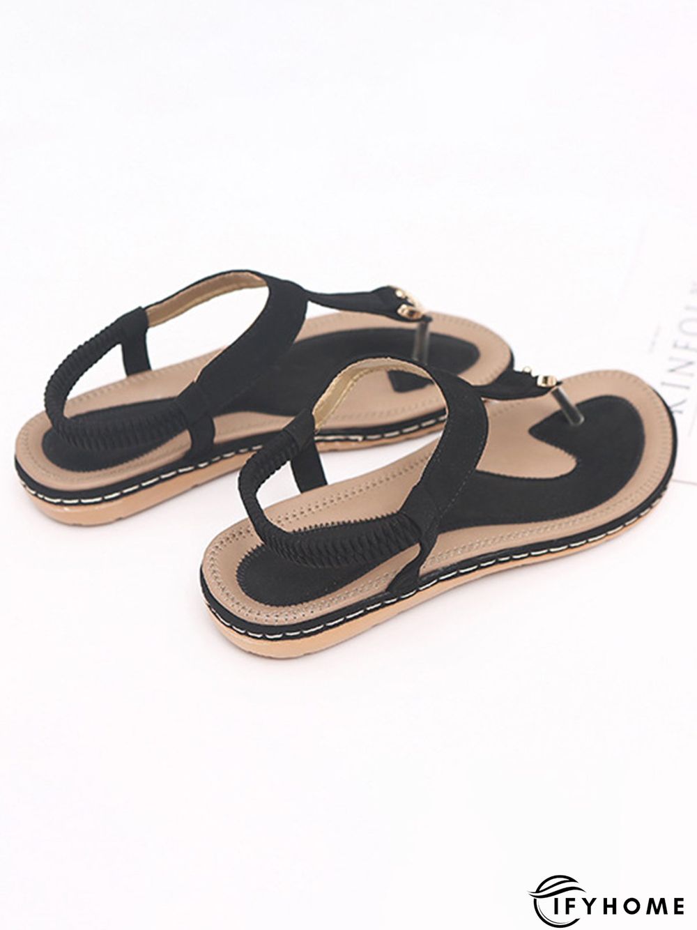 Women's Beach Metal Buckle Trim Flip-On Sandals | IFYHOME