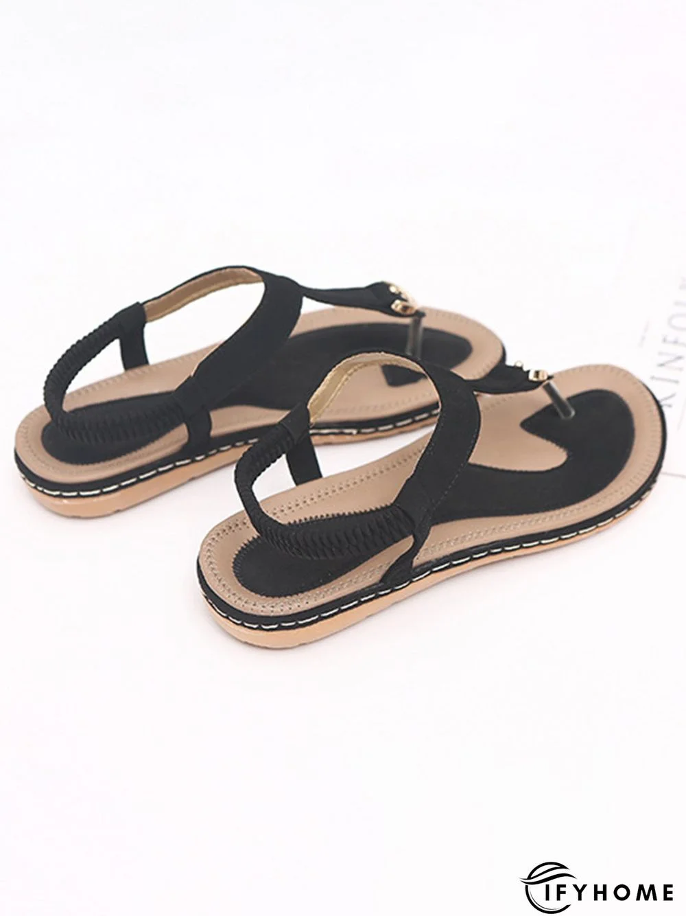 Women's Beach Metal Buckle Trim Flip-On Sandals | IFYHOME