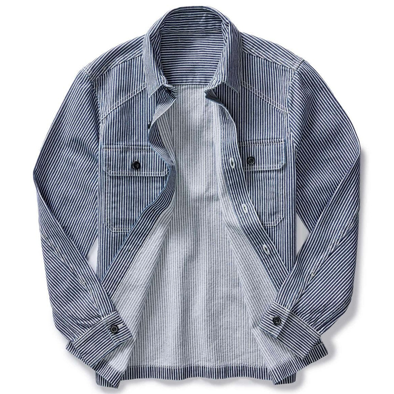 Men's Striped Lapel Long Sleeve Shirt
