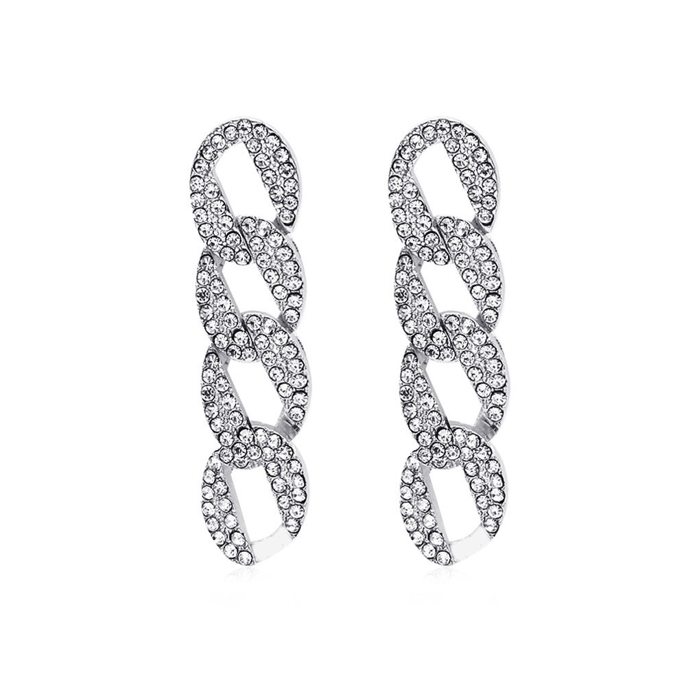 Chain Zirconia Gold-Plated Earrings