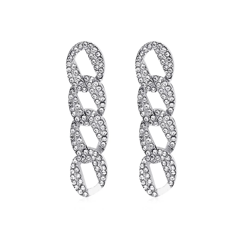 Chain Zirconia Gold-Plated Earrings