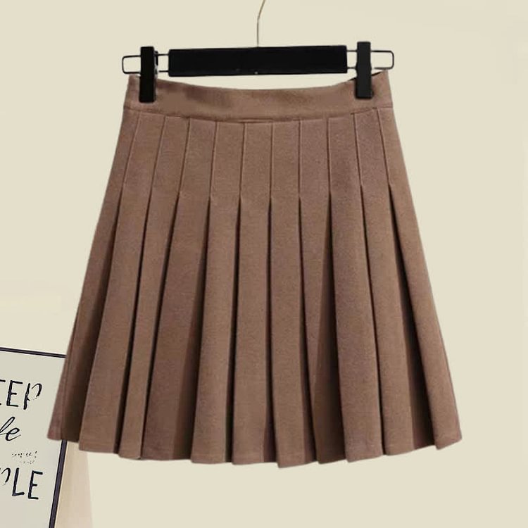 Brown Pleated Skirt - Modakawa 