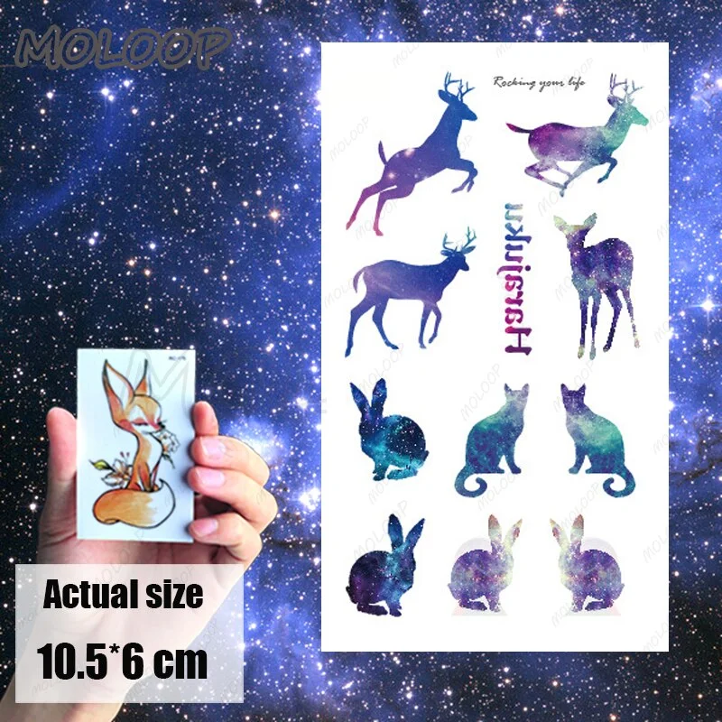 Temporary Tattoo Sticker cat pattern Element Small animal flower waterproof Fake Body Art tatoo for kid girl boy man woman