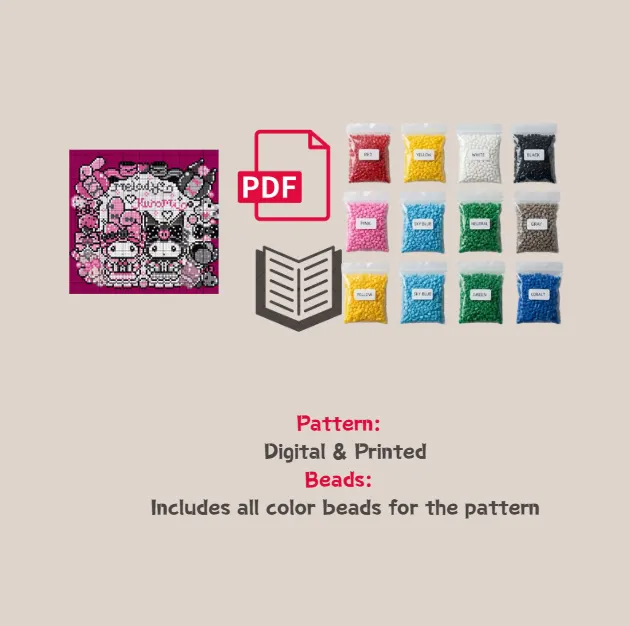 Kuku & MM Pixel Pattern Fuse Bead Kit  | Cute DIY Fuse 6781 Beads Set