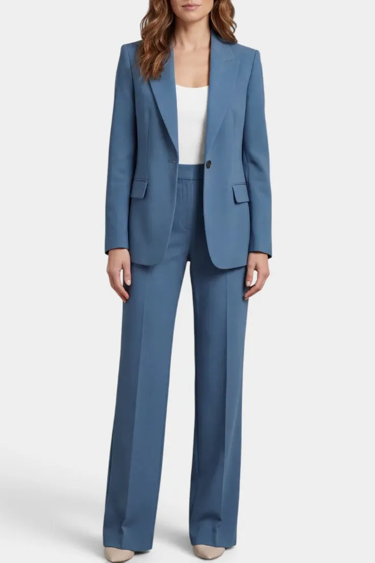 Structured Notch-Collar Blazer with Wide-Leg Trousers Set