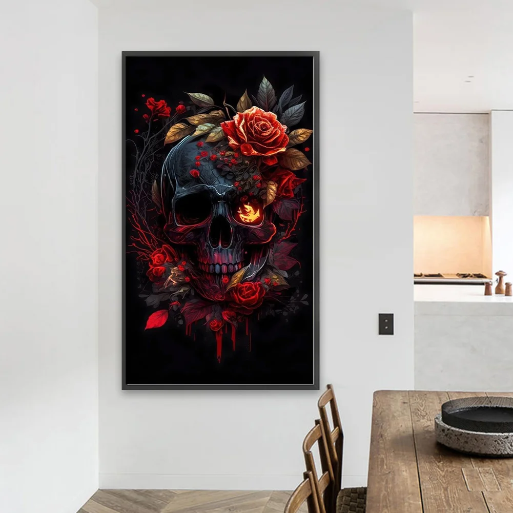 Diamond Painting - Full Round Drill - Rose Skull(Canvas|40*70cm)