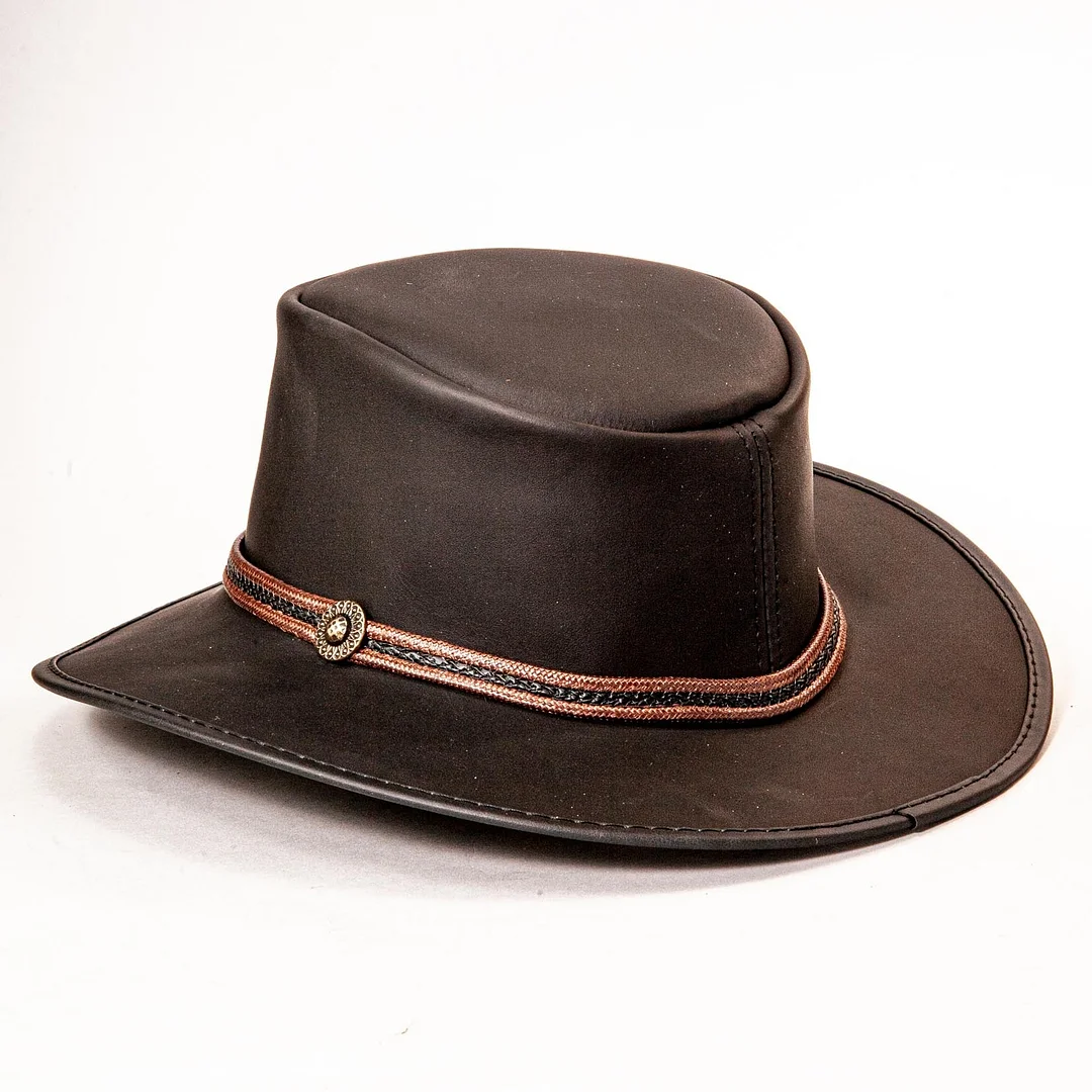 Midnight Rider - Mens Leather Outback Hat