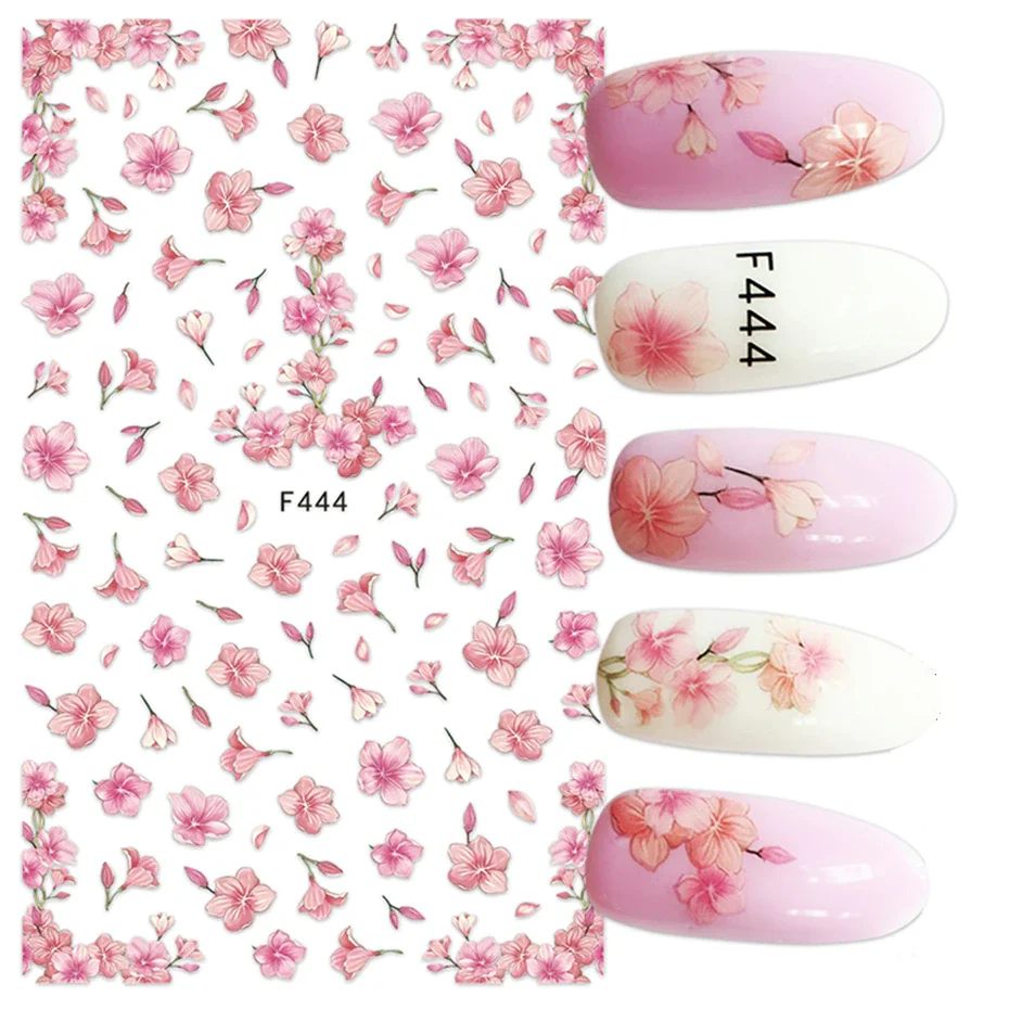 Applyw 3D Stickers For Nails Sakura Flower Design Nail Art Adhesive Decals Floral Manicure Sliders Nail Decoration LAF091-F669