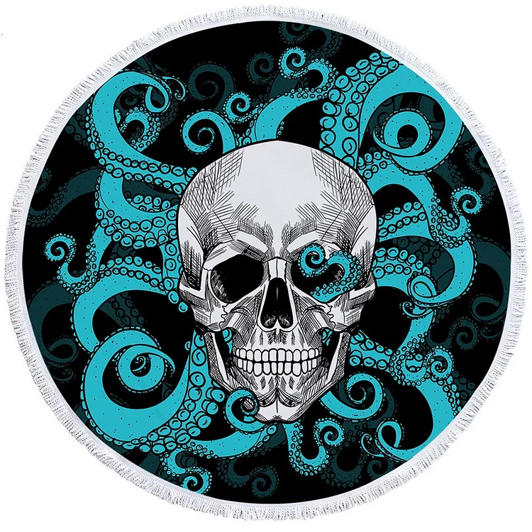 Octopus and Skull - Circle Tapestry - 1.5M