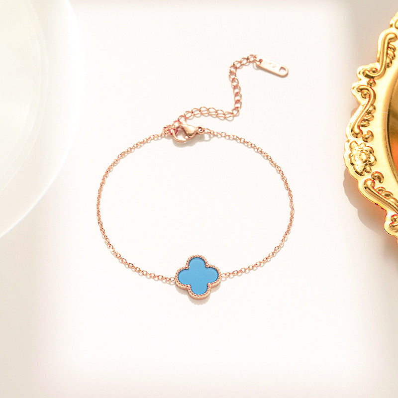 Four-Leaf Clover Bracelet Lucky Versatile Double-Sided Ol Bei Female Summer Fashion Accessories