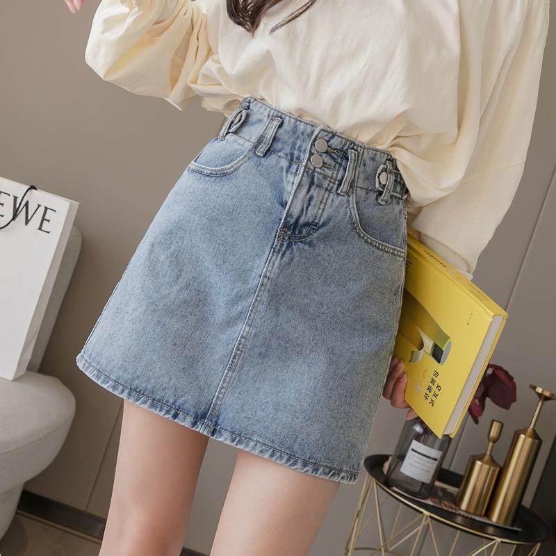 High-Waisted Light Wash Denim Mini Skirt