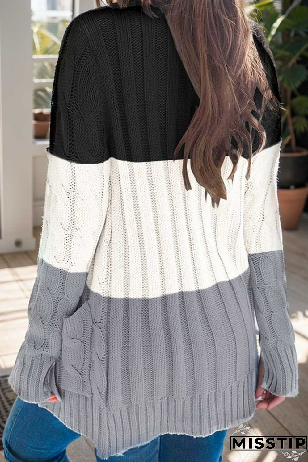 cozy cable knit button front long sleeve cardigan