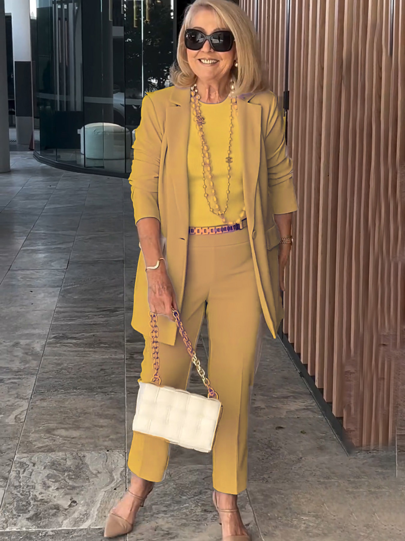 Two-Piece Suit Blazer Coat Pants Gorgeous Neutral Styles Suit