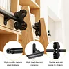 [US Local Warehouse] 20FT Sliding Library Ladder Hardware Kit Floor Roller with Brake Telescopic Top Hook Sliding Track Kit with Complete Hardware Set (No Ladder) Indoor Moving Track for Home Office Loft (Adjustable)