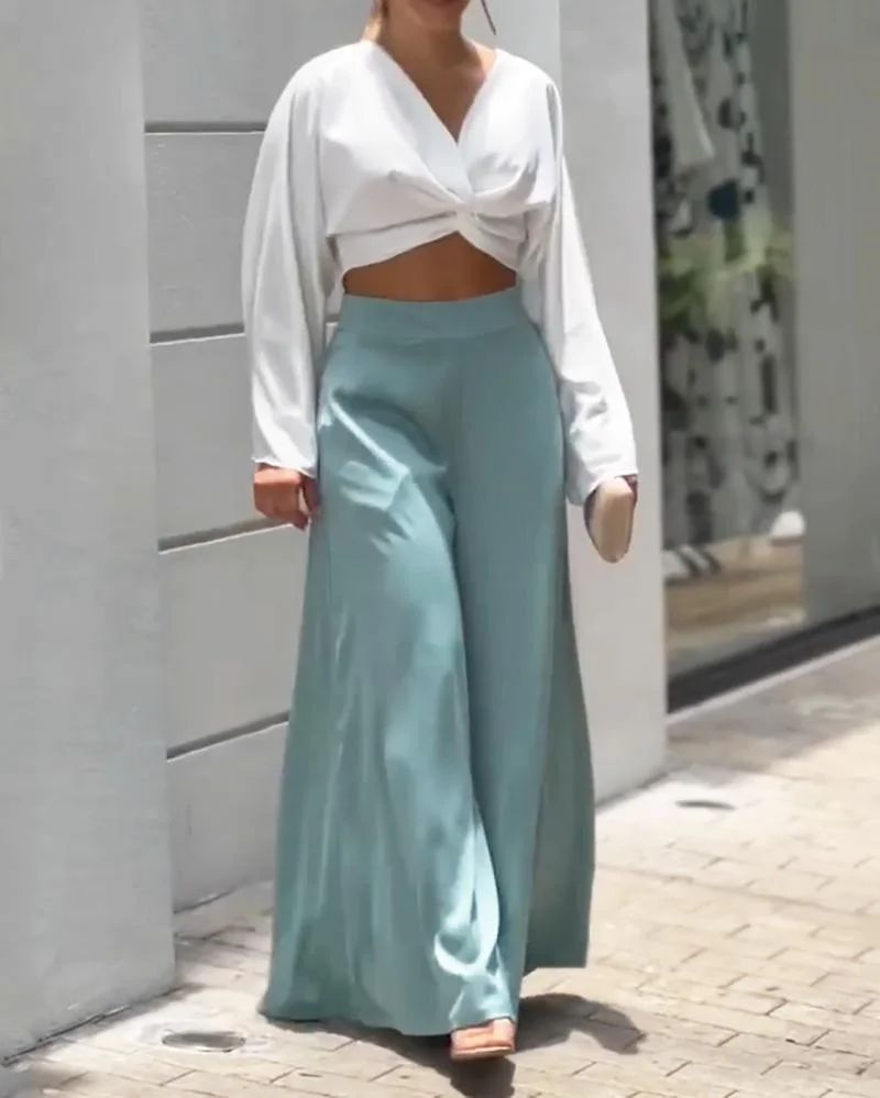 LOOSE SOLID COLOR TWO-PIECE SUIT