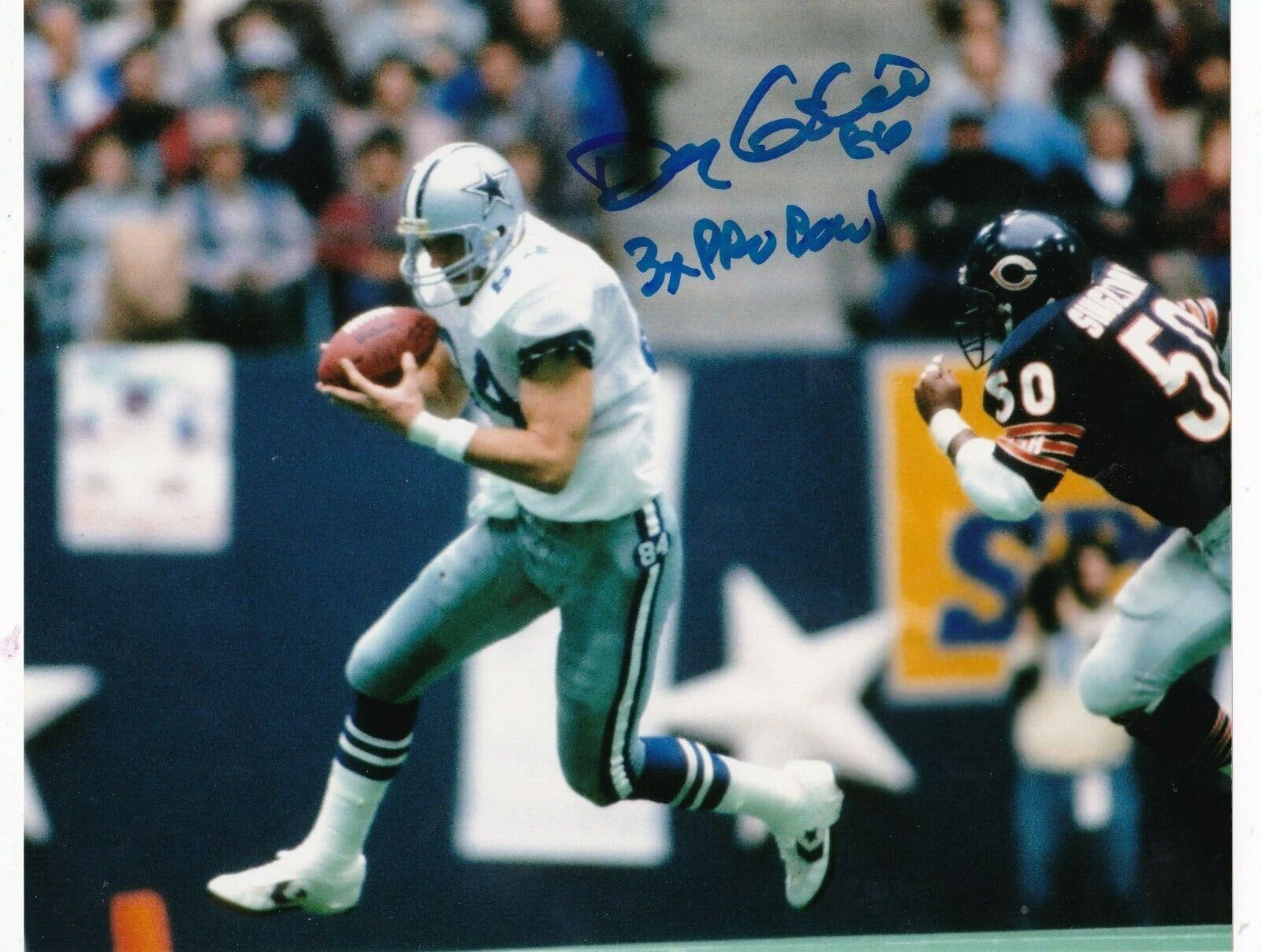 DOUG COSBIE DALLAS COWBOYS 3 X PRO BOWL ACTION SIGNED 8x10 Photo Poster painting