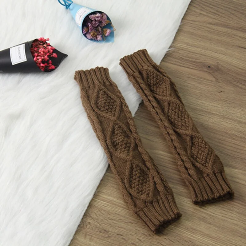 Arm Warmers Women Plaid Twist Knitting Solid Simple Warm Winter Half-fingered Finger-less Womens Mitts Leisure All-match Trendy