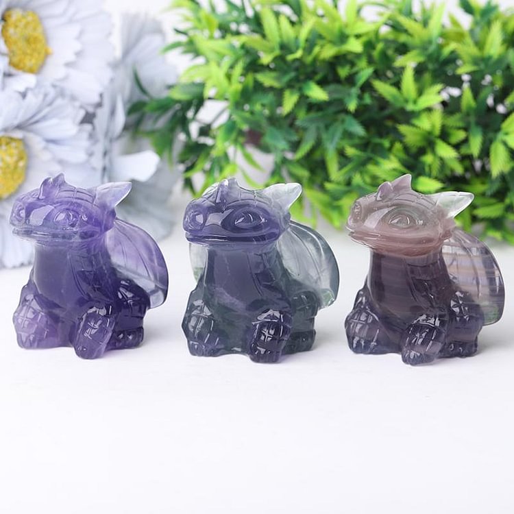 2.5" Fluorite Toothless Crystal Carvings Cartoon Bulk