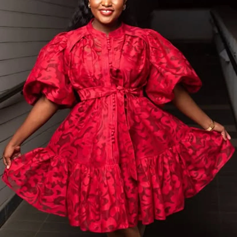 Zingj Vintage Design Temperament Dress 2025 Spring And Summer New Women's Single Buckle Printing With Short-Sleeved Skirt