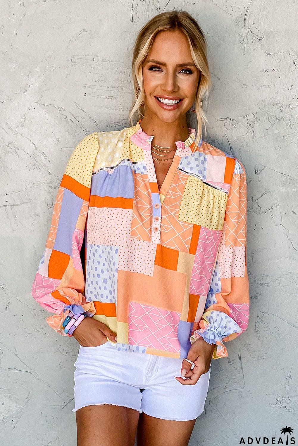 Multicolor Mixed Print Blouse