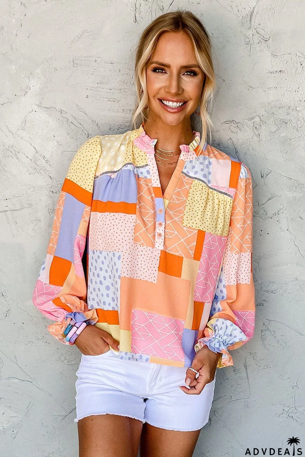Multicolor Mixed Print Blouse