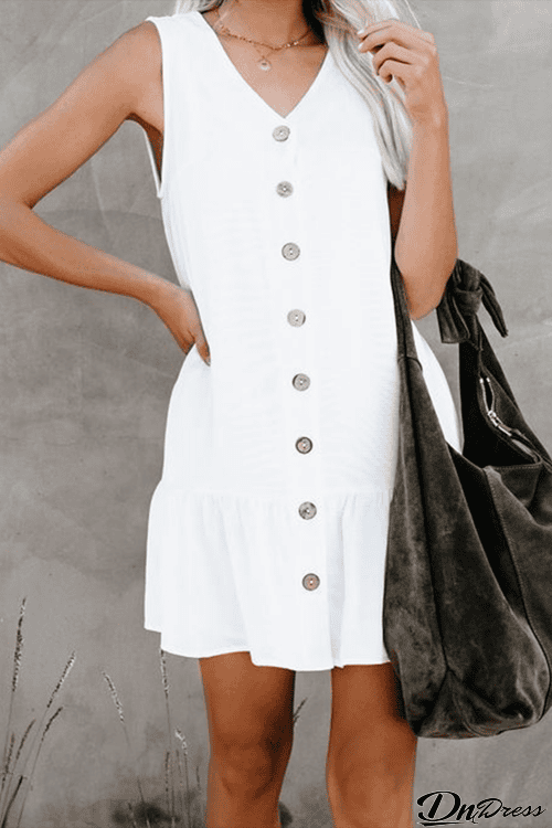 Pocketed Button Tank Dress