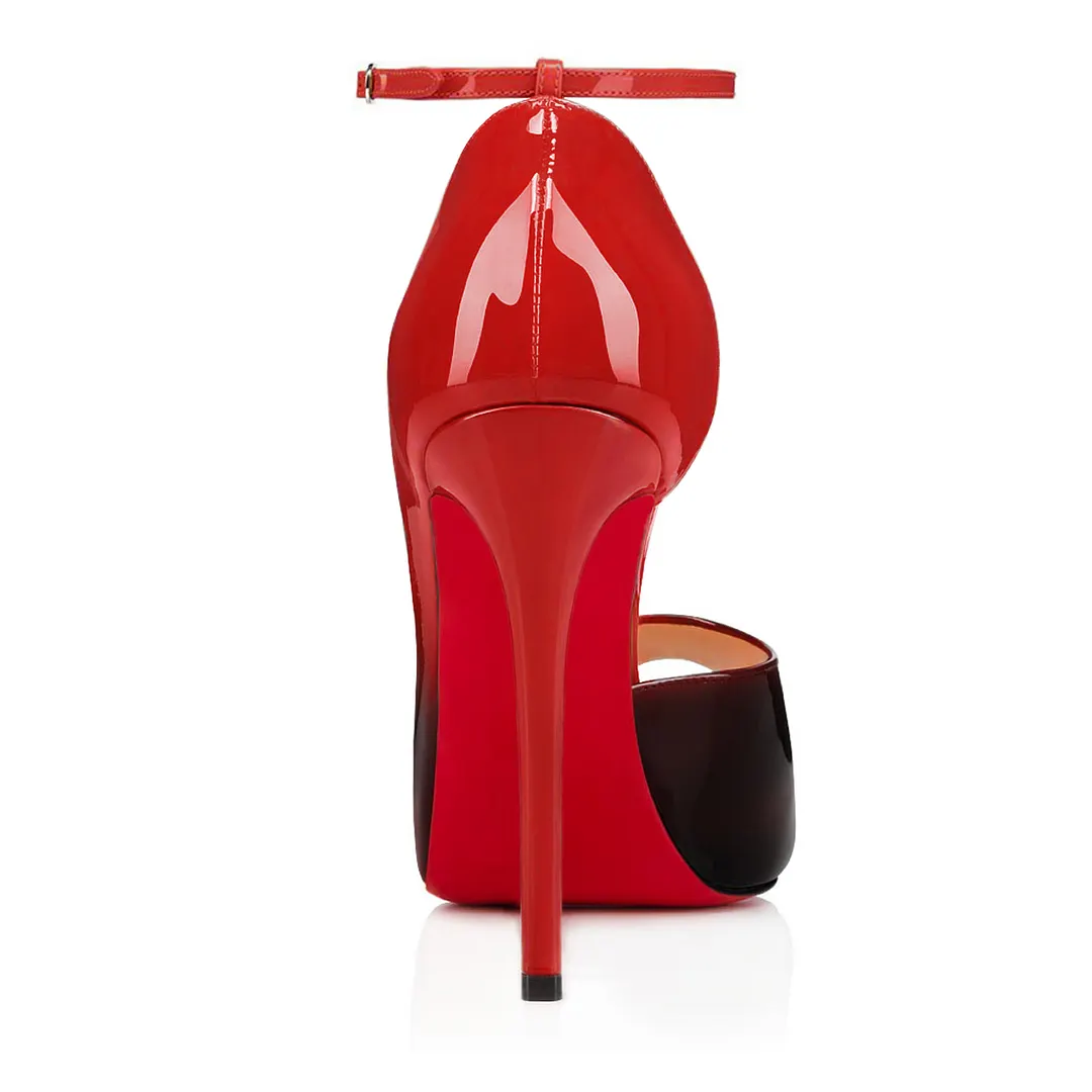 120mm Strap Platform Stilettos Red Soles Pumps Patent / Matte-vocosishoes