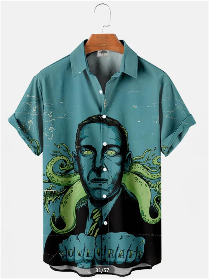 Men's Fashion Summer Trend Hawaii Short-sleeved Shirt 3D Digital Printing Shirt Loose Type Shirt S,M,L,XL,XXL,3XL,4XL,5XL