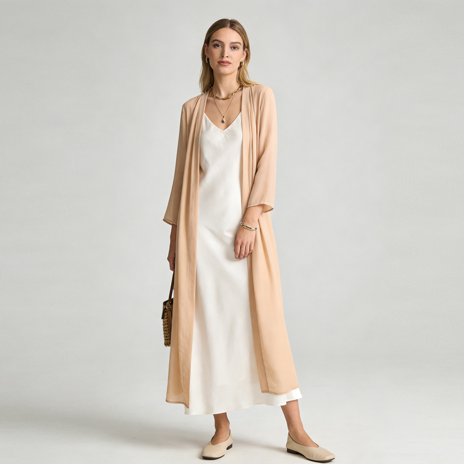Silk Cardigan Long Duster with Side Slits REAL SILK LIFE