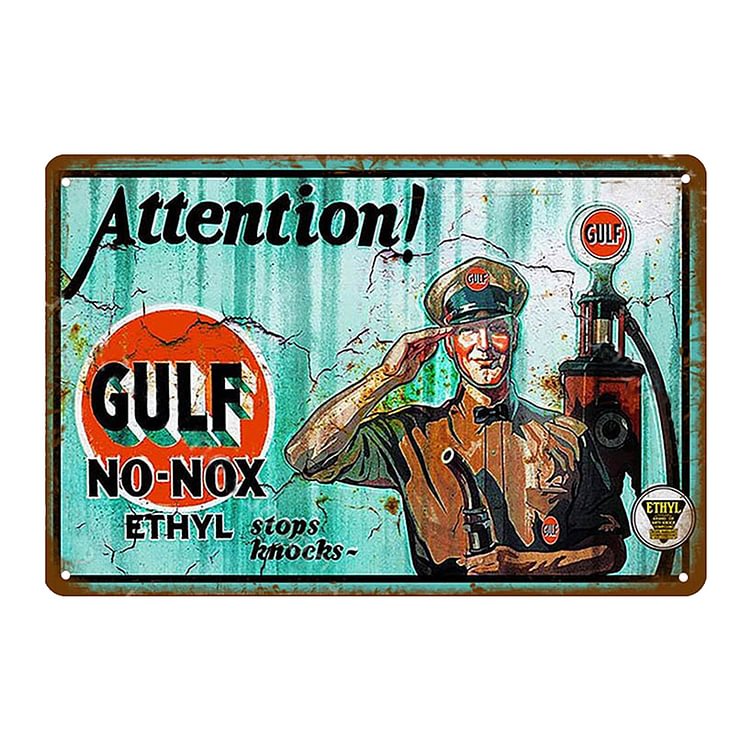 Gulf no- nox - Enseigne Vintage Métallique/enseignes en bois - 20*30cm/30*40cm