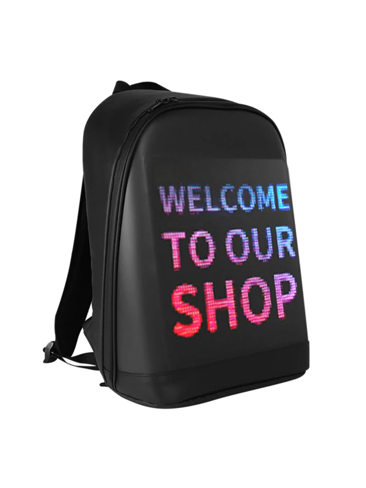 LED Display Screen Light Walking Billboard Backpack Laptop Bag (Black)
