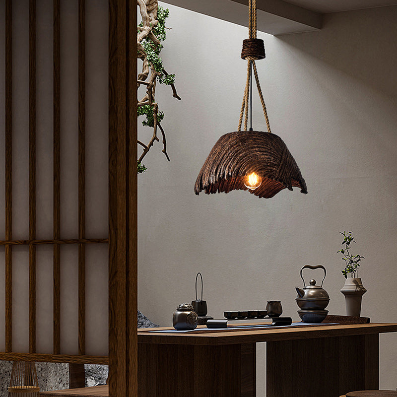 Traditional Vintage Handmade Round High Density Polystyrene 1 - Light Pendant Light For Dining Room