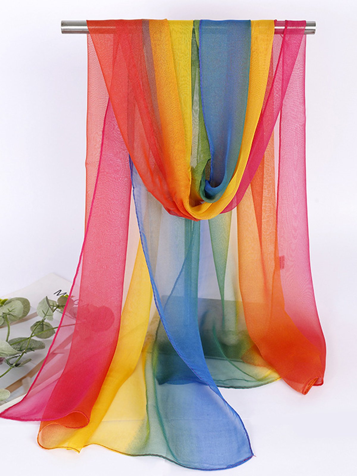 Bohemian Resort Style Gradient Long Silk Scarf Beach Scarf