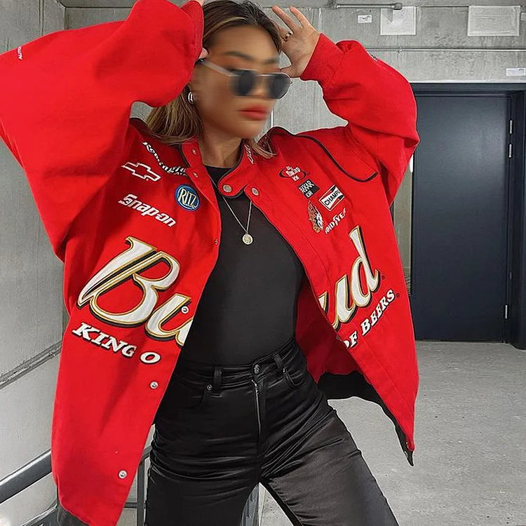 Old-Style Red Motorcycle Racer Jacket