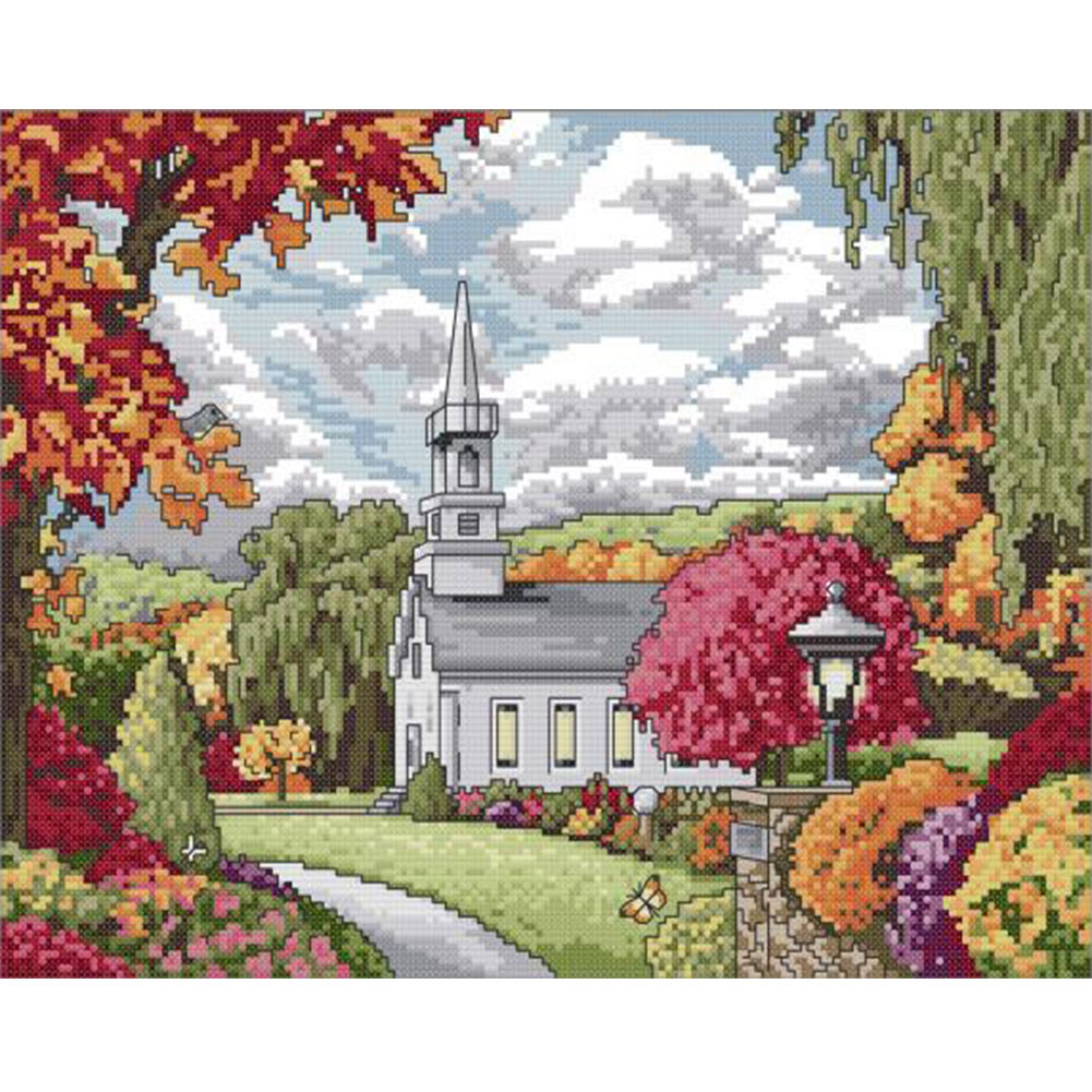 

Autumn Manor - 11CT Stamped Cross Stitch - 48*39CM, 501 Original