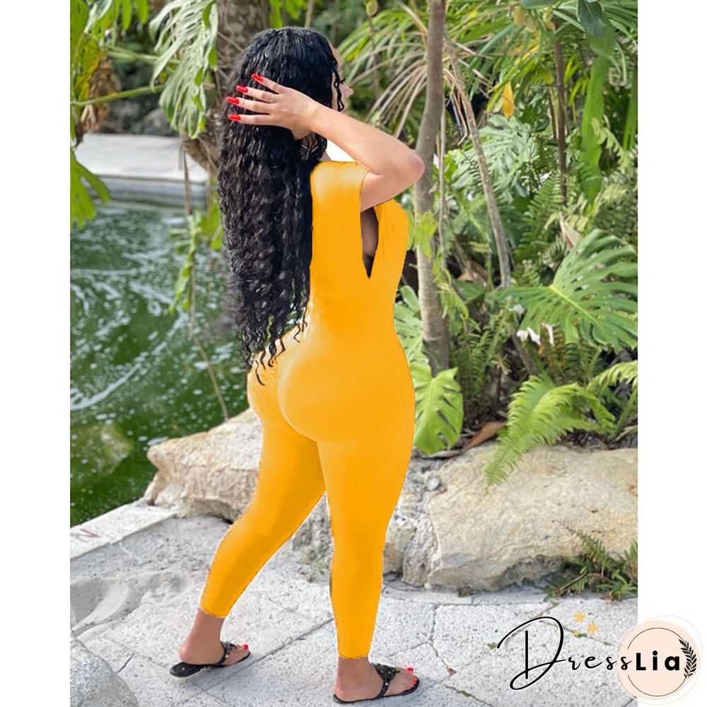 V Neck Short Sleeve High Waist Skinny Jumpsuits