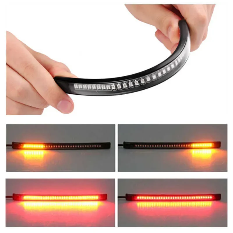 1PC Universal Stop Motorcycle Led Tail Light Turn Signal Brake License Plate Strip Flexible