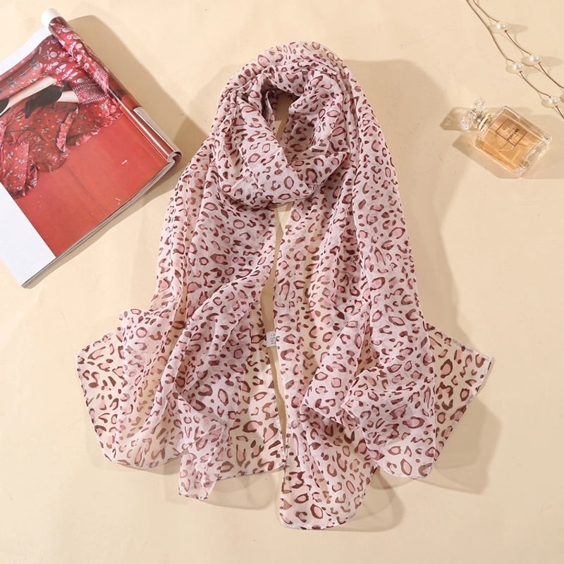 Sand Scarf Summer Small Scarf Dual-use Korean Style Small Scarf Classic Leopard Chiffon Scarf Women Thin Shawl