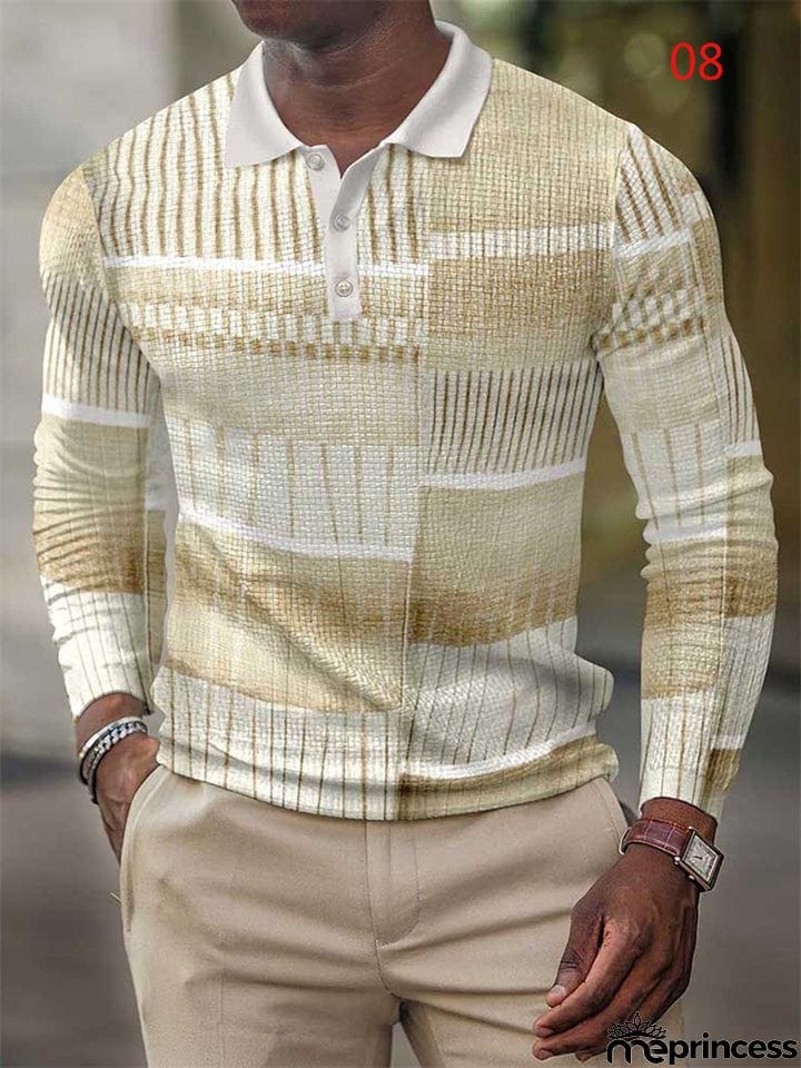 Vintage Fashion Men's Long Sleeve Polo Shirts