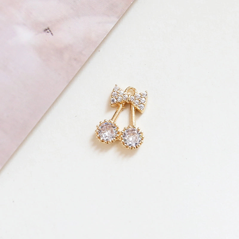 10 PCS/Package 10*11mm 10 * 14mm Alloy Zircon Cherry Fruit Watermelon Pendant Jewelry Accessories