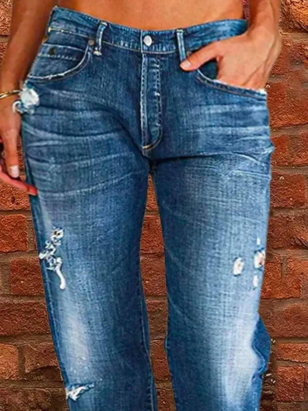 Loose Plain Casual Denim Jeans