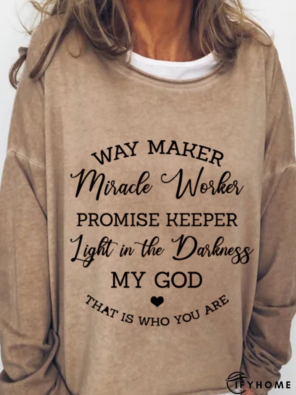 Casual Long Sleeve Round Neck Printed Top Sweatshirt | IFYHOME